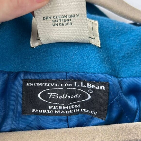 VTG L.L Bean Womens Size 8 100% Lambswool Duffle Thinsulate Coat Toggle Blue - Picture 10 of 16